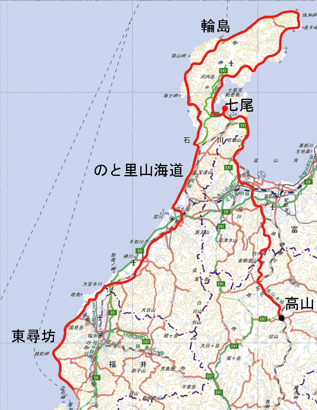 北陸の地図